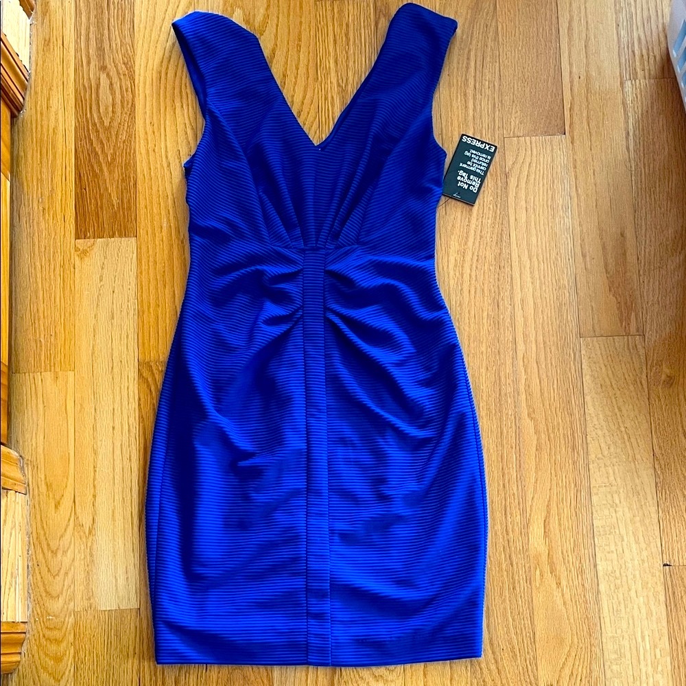 NWT Express Royal Blue Backless Dress